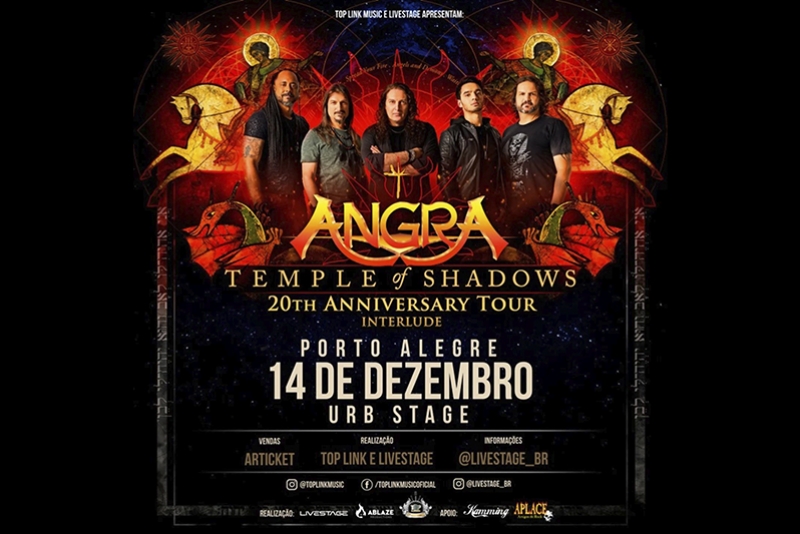 ANGRA FAZ SHOW EM PORTO ALEGRE DIA 14 DE DEZEMBRO CELEBRANDO 20 ANOS DO &Aacute;LBUM &ldquo;TEMPLE OF SHADOWS&rdquo;