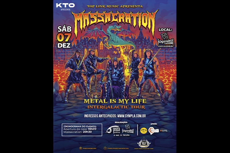 MASSACRATION RETORNA EM PORTO ALEGRE COM A TOUR DE LAN&Ccedil;AMENTO DO &Aacute;LBUM &lsquo;METAL IS MY LIFE&rdquo;