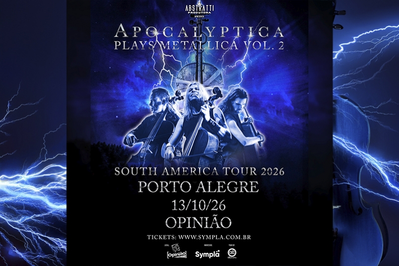 APOCALYPTICA (FINL&Acirc;NDIA) APRESENTA VERS&Otilde;ES EM VIOLONCELO DE CL&Aacute;SSICOS DO METALLICA DIA 13 DE OUTUBRO EM PORTO ALEGRE