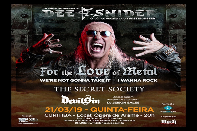 DEE SNIDER: INFORMAÇÕES IMPORTANTES SOBRE APRESENTAÇÃO DO CANTOR EM CURITIBA