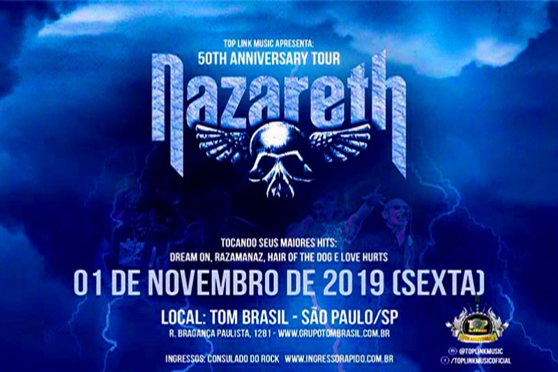 NAZARETH 50TH ANNIVERSARY TOUR PASSARÁ POR CURITIBA, SÃO PAULO E BRASÍLIA