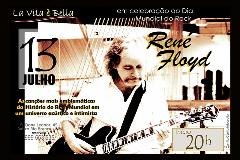 NO DIA DO ROCK RENÉ FLOYD VOLTA AO LA VITTA È BELLA PARA CANTAR HITS EMBLEMÁTICOS DO GÊNERO EM VERSÕES ACÚSTICAS