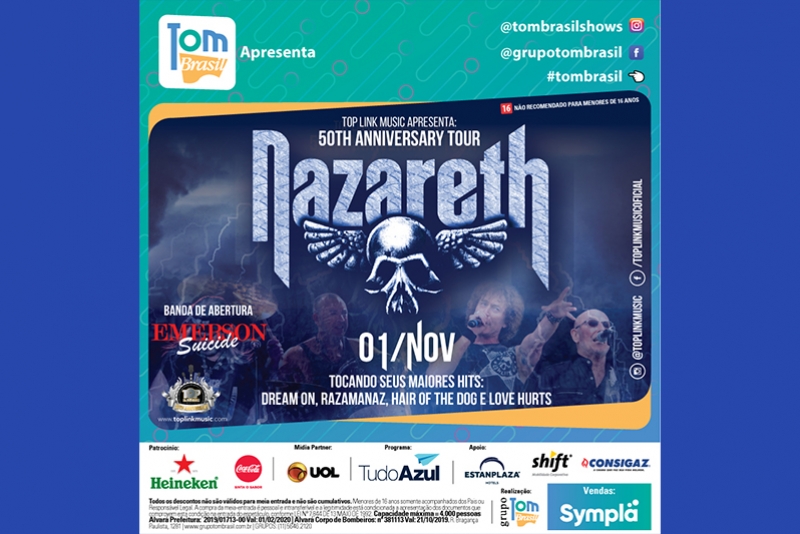 NAZARETH: EMERSON SUICIDE SERÁ A BANDA DE ABERTURA PARA SHOW EM SÃO PAULO