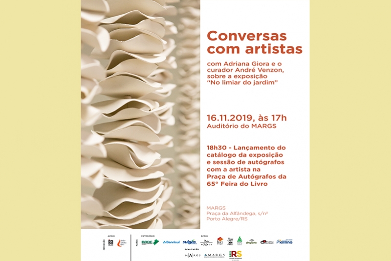 ADRIANA GIORA LANÇA O CATÁLOGO DE NO LIMIAR DO JARDIM, MOSTRA QUE OCUPA A SALA OSCAR BOEIRA, DO MARGS