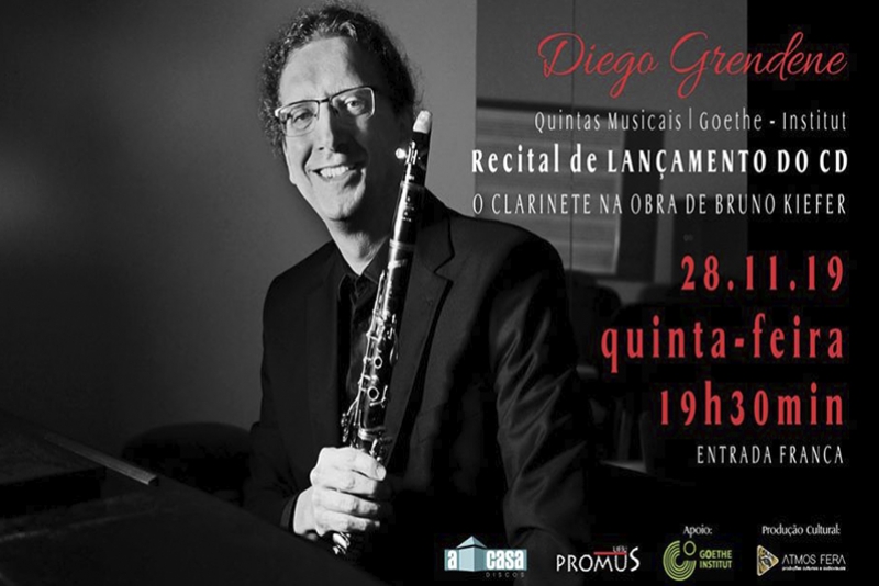 CLARINETISTA DA OSPA DIEGO GRENDENE LANÇA CD COM OBRAS DE BRUNO KIEFER, NESSA QUINTA, DIA 28/11