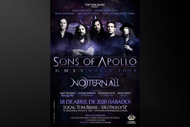 SONS OF APOLLO FAZ SHOW EM SÃO PAULO COM ABERTURA DA BANDA NOTURNALL