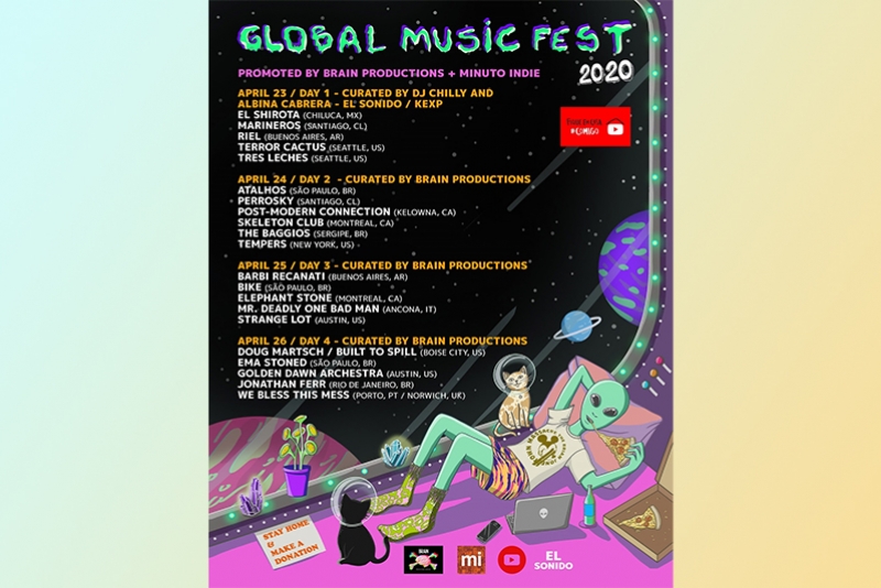 GLOBAL MUSIC FEST 2020, ONLINE E BENEFICENTE, TERÁ 20 BANDAS DE 8 PAÍSES