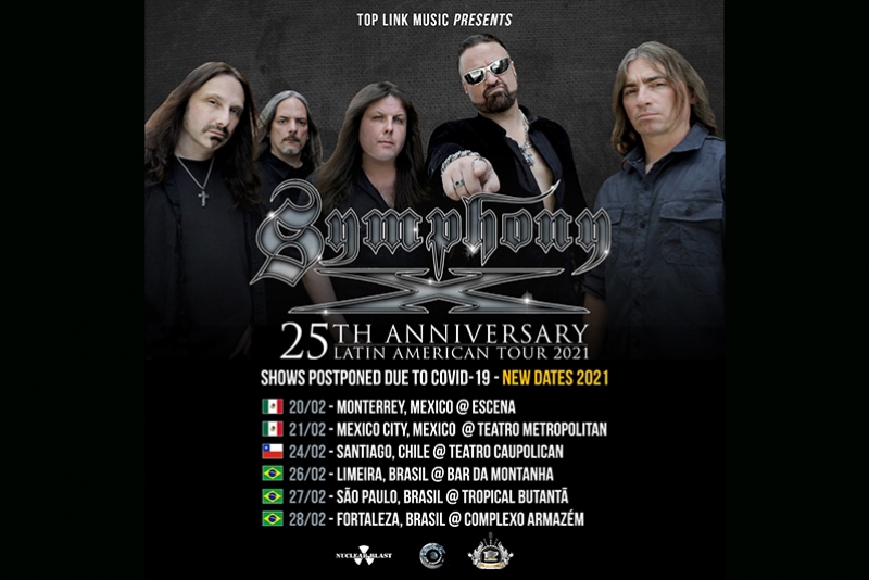 SYMPHONY X: TURNÊ PELA AMÉRICA LATINA É ADIADA PARA 2021