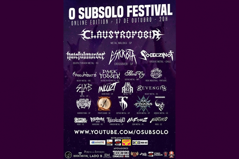 O SUBSOLO PROMOVE FESTIVAL ONLINE COM 22 BANDAS DE ALTO NÍVEL