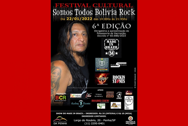 FESTIVAL CULTURAL &ldquo;SOMOS TODOS BOL&Iacute;VIA ROCK&rdquo; NO CENTRO CULTURAL DA PENHA-SP DIA 22/1
