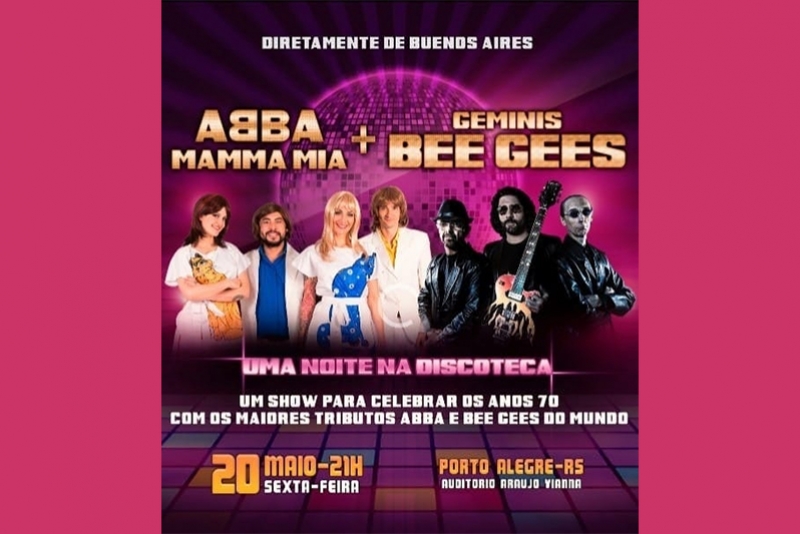 ABBA MAMMA MIA + G&Eacute;MINIS BEE GEES EM &ldquo;UMA NOITE NA DISCOTECA&rdquo;
