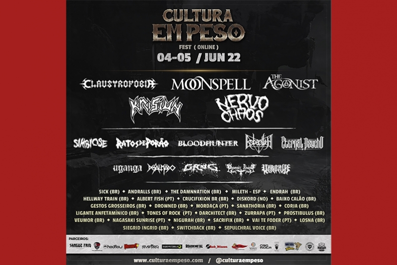 CULTURA EM PESO ONLINE FEST DIVULGA LINE UP COMPLETO COM MOONSPELL, CLAUSTROFOBIA, KRISIUN E OUTROS NOMES DO METAL