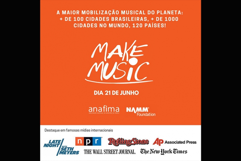 24 HORAS DE EVENTOS LIGADOS AO SEGMENTO MUSICAL GRATUITOS NO 40&ordm; FESTIVAL MAKE MUSIC DAY BRASIL, DIA 21/6 