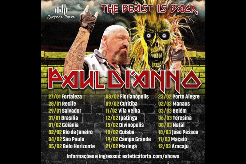 TURN&Ecirc; PAUL DI'ANNO + NOTURNALL + ELECTRIC GYPSY PELO BRASIL
