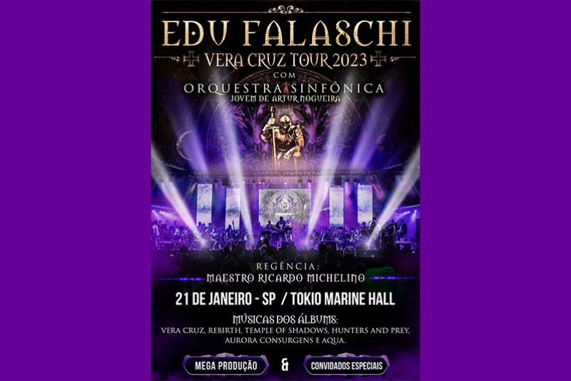 EDU FALASCHI CELEBRA ENCERRAMENTO DA TURN&Ecirc; DO &Aacute;LBUM &ldquo;VERA CRUZ&rdquo; COM ORQUESTRA SINF&Ocirc;NICA E PARTICIPA&Ccedil;&Otilde;ES ESPECIAIS EM SHOW DE S&Atilde;O PAULO