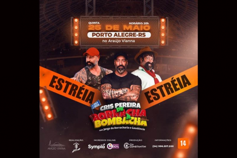 CRIS PEREIRA EM DE BORRACHA &Agrave; BOMBACHA, DIA 25 DE MAIO, NO ARA&Uacute;JO VIANNA
