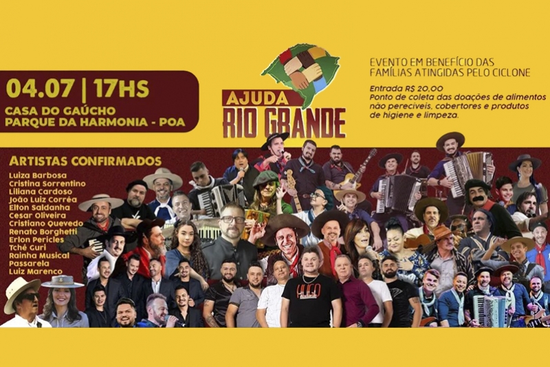 MAIS DE 30 ARTISTAS CONFIRMADOS NO SHOW BENEFICENTE PARA PESSOAS ATINGIDAS PELO CICLONE