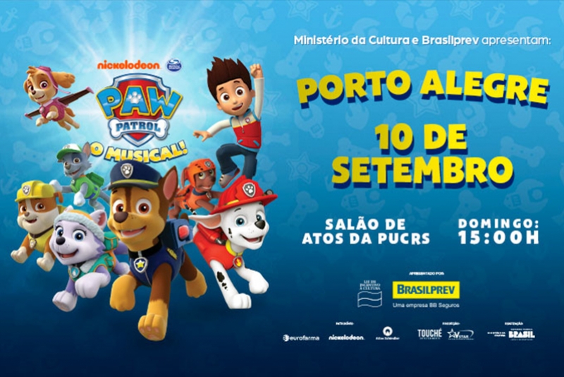 PATRULHA CANINA&trade;, O MUSICAL! &ldquo;CORRIDA DE RESGATE&rdquo; EM PORTO ALEGRE