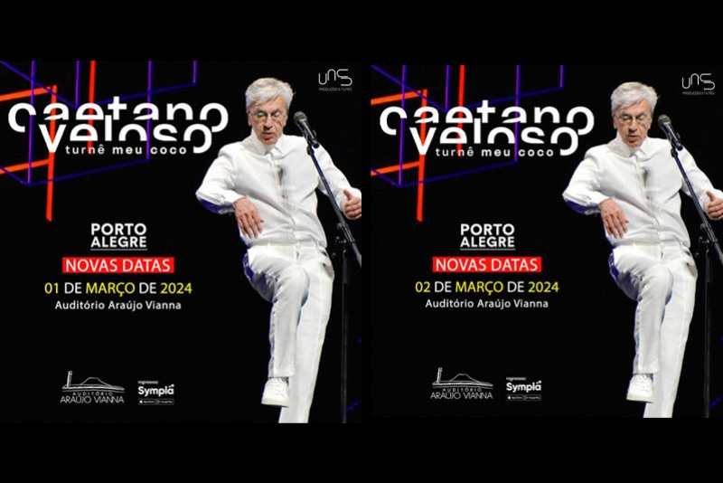 CAETANO VELOSO VAI RETORNAR AO AUDIT&Oacute;RIO ARA&Uacute;JO VIANNA, NOS DIAS 1&ordm; E 2 DE MAR&Ccedil;O DE 2024