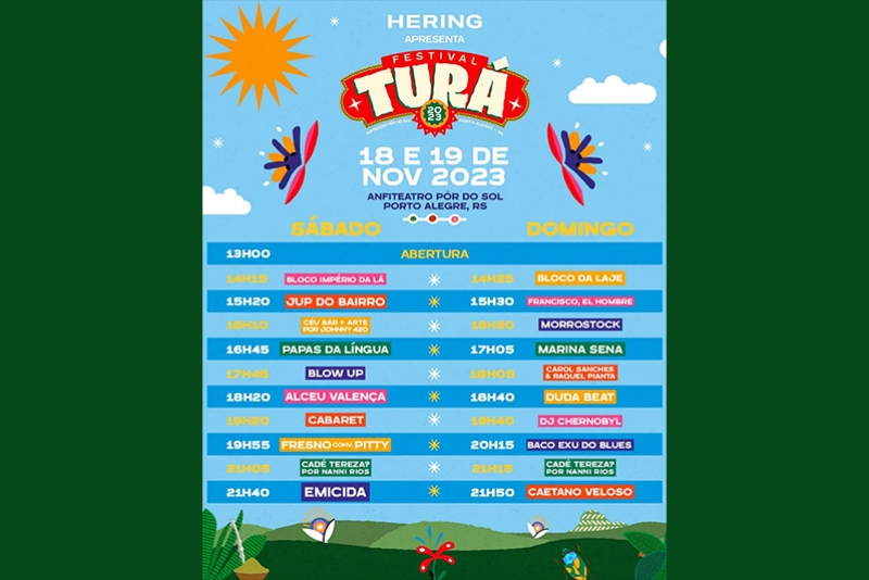 FESTIVAL TUR&Aacute; ANUNCIA OS HOR&Aacute;RIOS DOS SHOWS EM PORTO ALEGRE