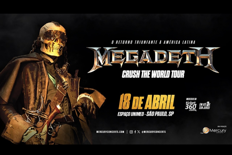 MEGADETH PREPARA VOLTA TRIUNFAL AO BRASIL &ndash; VENDA DE INGRESSOS INICIA AMANH&Atilde; (14/11)