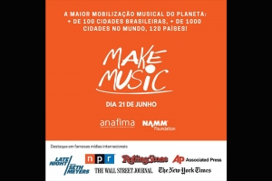 24 HORAS DE EVENTOS LIGADOS AO SEGMENTO MUSICAL GRATUITOS NO 40&ordm; FESTIVAL MAKE MUSIC DAY BRASIL, DIA 21/6 